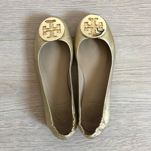 TORY BURCH Gold Ballerina Flats